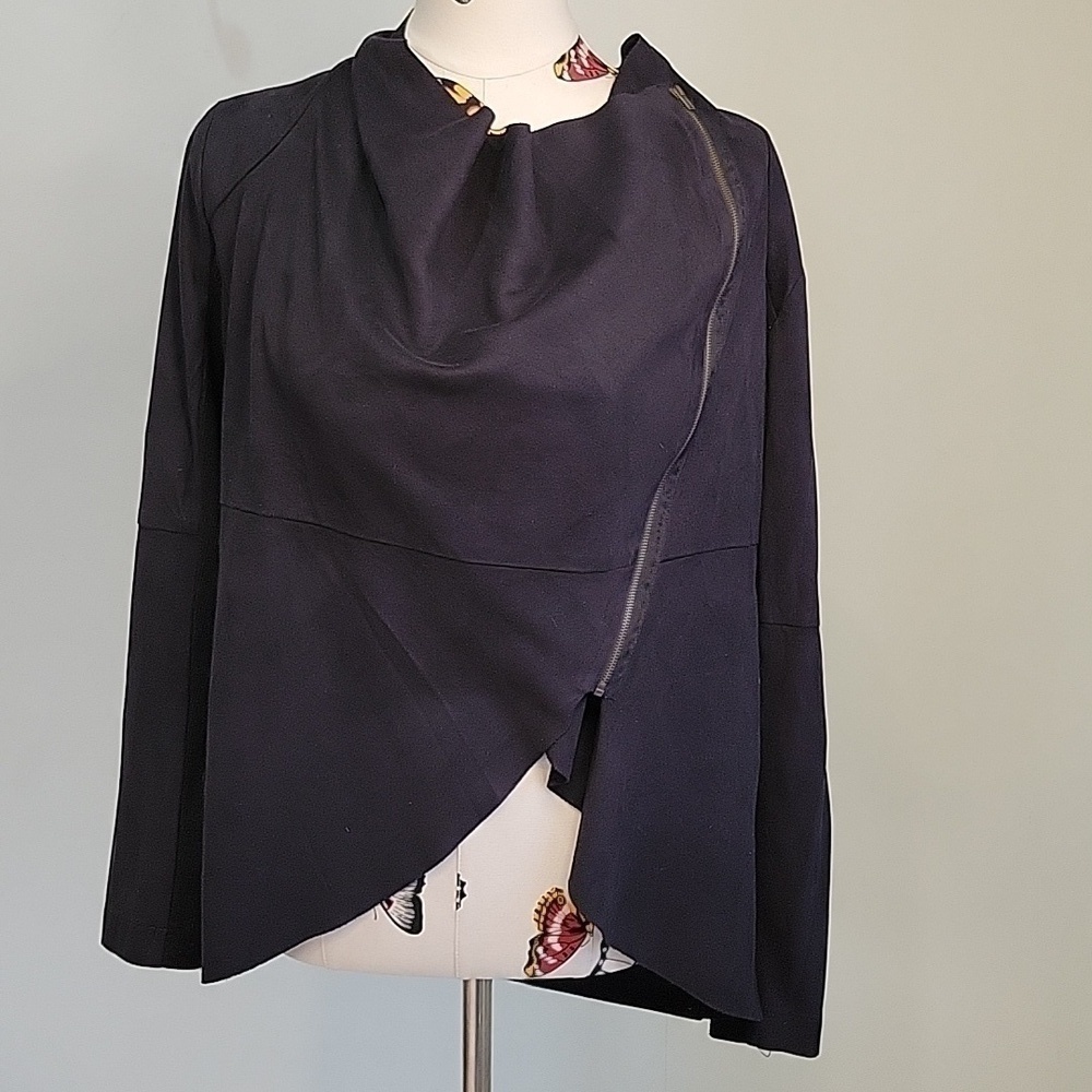 Oliver by Esco Anthropology black asymetrical drape top shirt.  Size Large.
